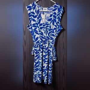 Leota Blue and White Patterned Dress